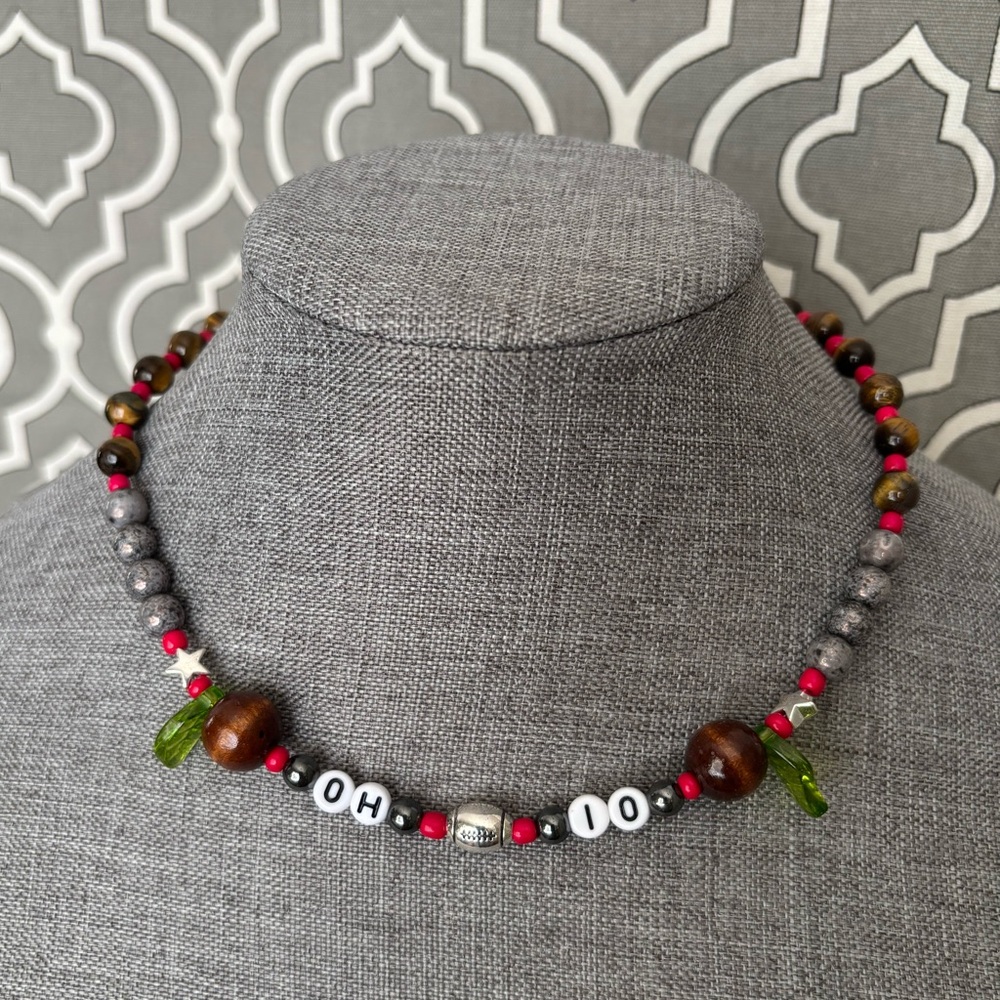 Ohio State Buckeye Football Charm Necklace